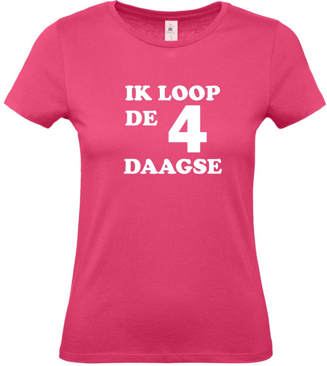 Dames t-shirt Ik loop de 4 daagse |Wandelvierdaagse | vierdaagse Nijmegen | Roze woensdag | Roze | maat S